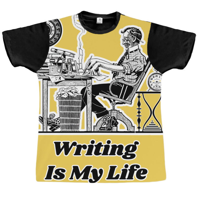 Writing Is My Life Retro Illustration Design For T Graphic T-shirt by hecnepipars2 | Artistshot