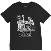 Writing Is My Life Retro Illustration Design For T V-neck Tee | Artistshot