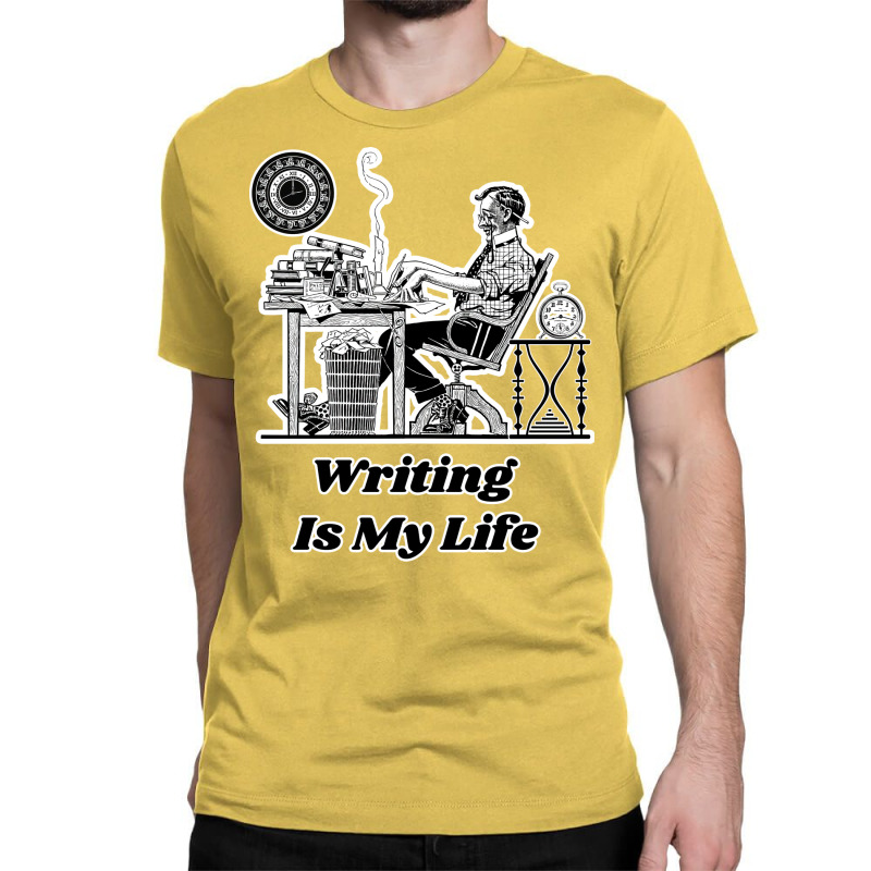 Writing Is My Life Retro Illustration Design For T Classic T-shirt by hecnepipars2 | Artistshot