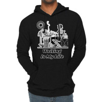 Writing Is My Life Retro Illustration Design For T Lightweight Hoodie | Artistshot