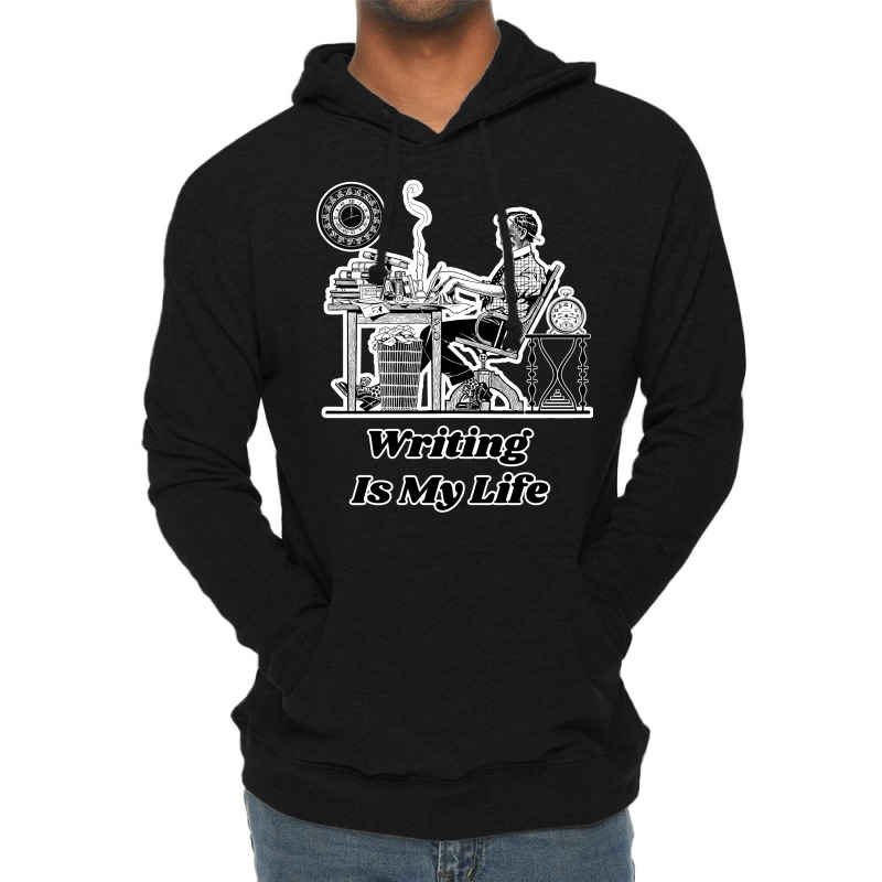 Writing Is My Life Retro Illustration Design For T Lightweight Hoodie by hecnepipars2 | Artistshot