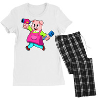 Pig As Hairdresser With Hair Dryer Comb Women's Pajamas Set | Artistshot