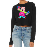 Pig As Hairdresser With Hair Dryer Comb Cropped Sweater | Artistshot