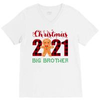 Christmas 2021 Big Brother Gingerbread Matching Fa V-neck Tee | Artistshot