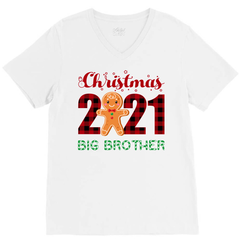 Christmas 2021 Big Brother Gingerbread Matching Fa V-neck Tee | Artistshot