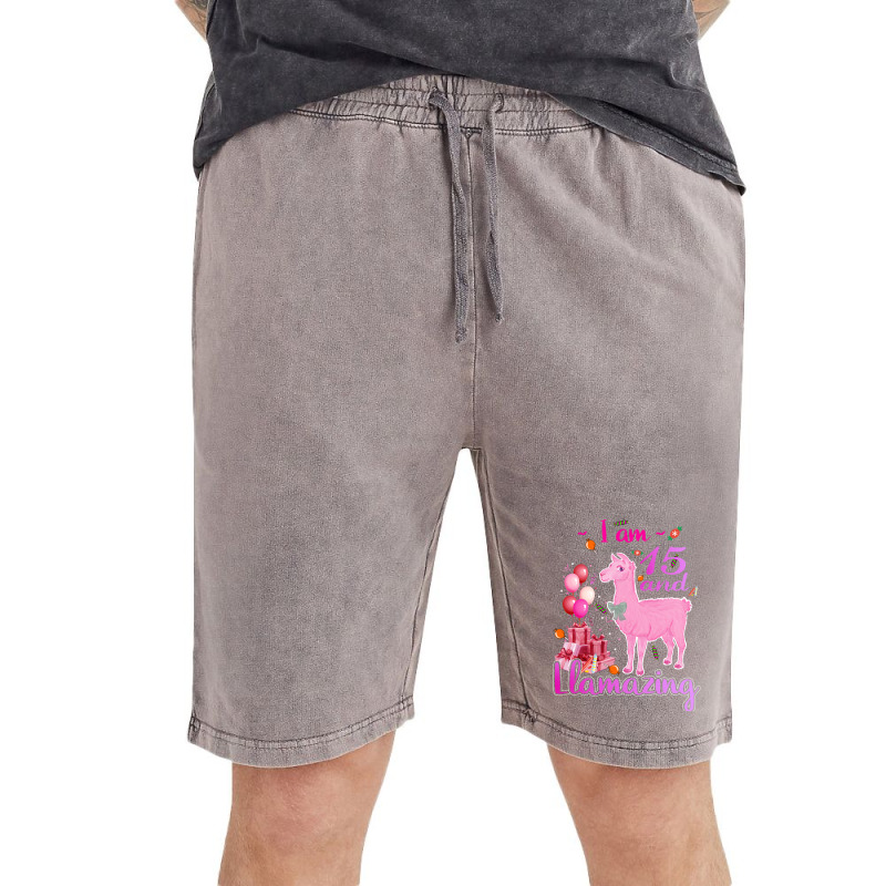 I Am 15 Years Old And Llamazing 15th Llama Birthda Vintage Short | Artistshot