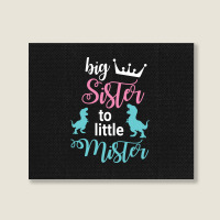 Dinosaurs Dancing Together Happy Big Sister To Lit Landscape Canvas Print | Artistshot