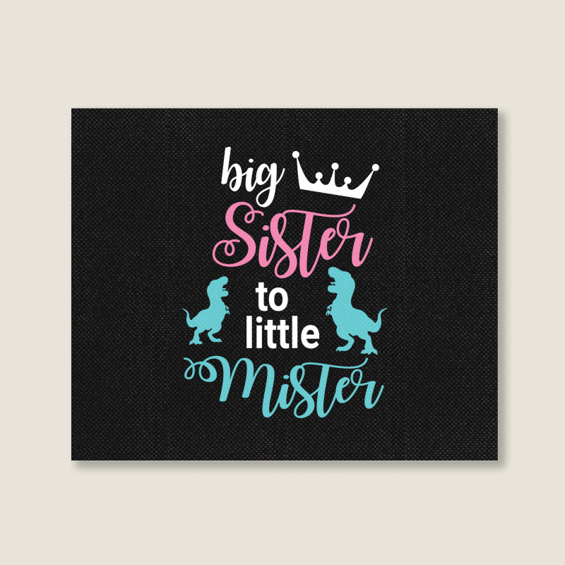 Dinosaurs Dancing Together Happy Big Sister To Lit Landscape Canvas Print | Artistshot