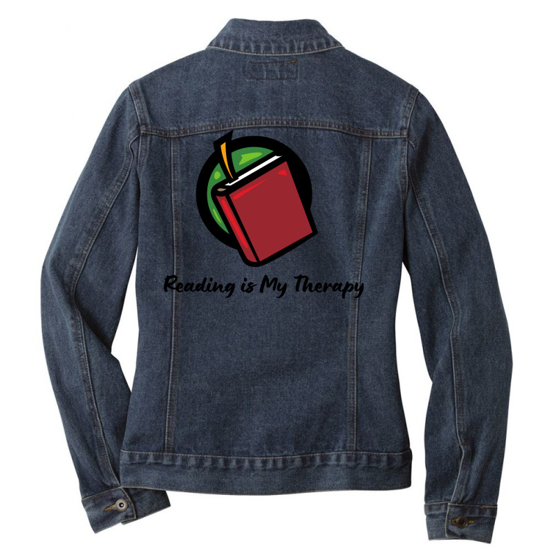 Reading Is My Therapy 2 Ladies Denim Jacket by erdilheidas | Artistshot