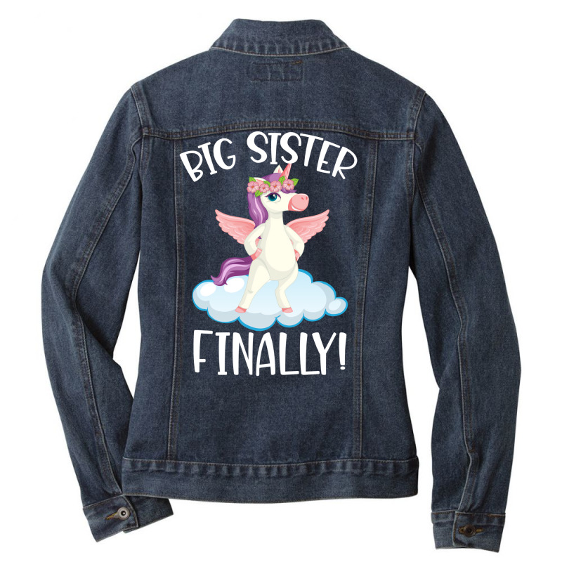 Big Sister Finally Sibling Announcement 1 Ladies Denim Jacket by trizmakriljez | Artistshot