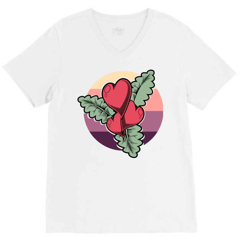 Hearts Flower Vintage V-neck Tee | Artistshot