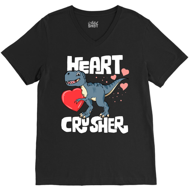 Heart Crusher Valentines Day Trex Dinosaur Kids V-neck Tee | Artistshot