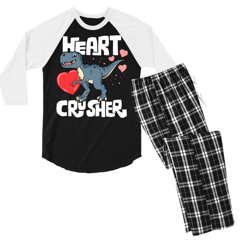 Heart Crusher Valentines Day Trex Dinosaur Kids Men's 3/4 Sleeve Pajama Set | Artistshot