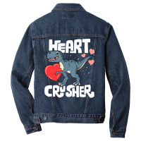 Heart Crusher Valentines Day Trex Dinosaur Kids Men Denim Jacket | Artistshot