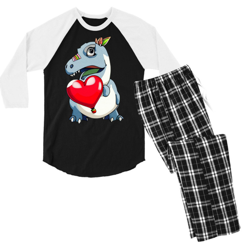 I Steal Hearts Valentines Day Trex Dinosaur Men's 3/4 Sleeve Pajama Set by palokalgeau | Artistshot