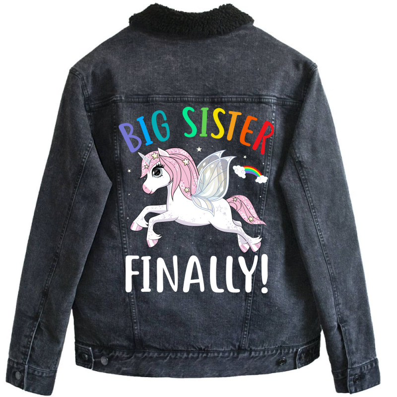 Im Going To Be A Big Sister Unicorn Unisex Sherpa-Lined Denim Jacket by palokalgeau | Artistshot