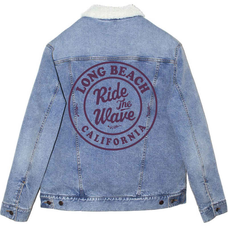 Long Beach California Ride The Wave Badge Tumblr Unisex Sherpa-Lined Denim Jacket by habchitsuleo | Artistshot