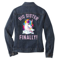 Big Sister Finally Cute Unicorn Ladies Denim Jacket | Artistshot