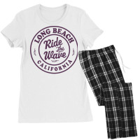 Long Beach California Ride The Wave Badge Travel Women's Pajamas Set | Artistshot