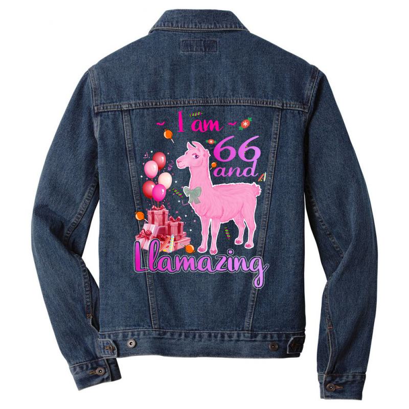 I Am 66 Years Old And Llamazing 66th Llama Birthda Men Denim Jacket by itanivampap | Artistshot