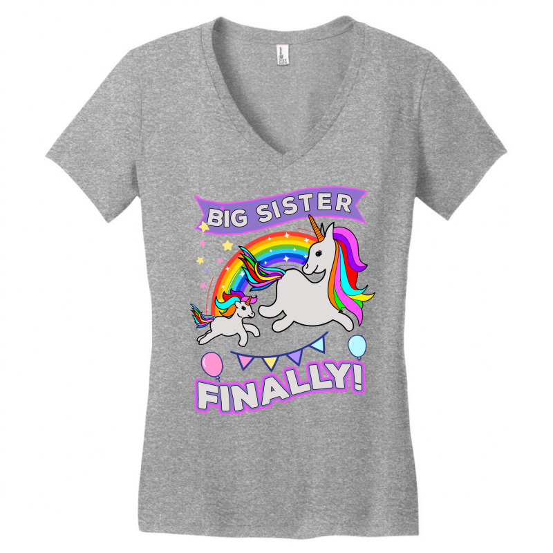 Big Sister Finally Unicorn Women's V-Neck T-Shirt by hacongurel | Artistshot