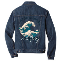 Ride A Wave Surfing Aesthetic Men Denim Jacket | Artistshot