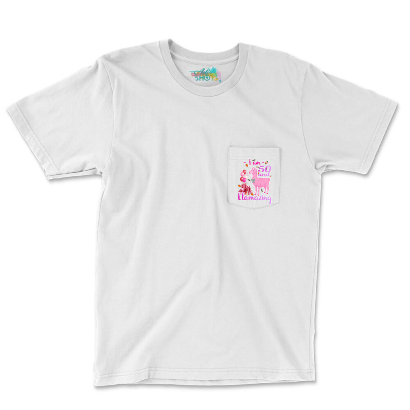 I Am 50 Years Old And Llamazing 50th Llama Birthda Pocket T-shirt | Artistshot