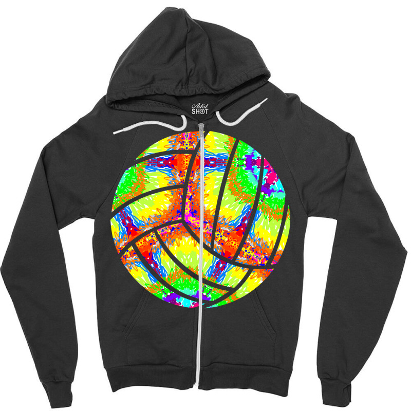 Volleyball Tie Dye Rainbow Trippy Hippie Style Mus Zipper Hoodie by huccenvtasv | Artistshot