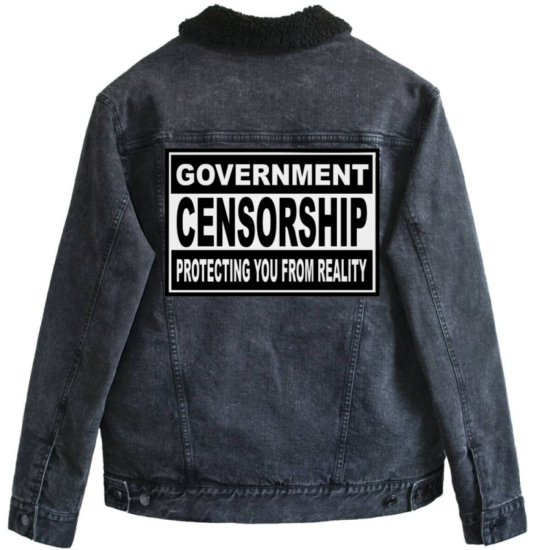 Government Censorship   Protecting You From Realit Unisex Sherpa-Lined Denim Jacket by buddoxhardoe | Artistshot