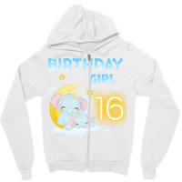 Cute Elephant 16th Birthday Girl Red Zipper Hoodie | Artistshot