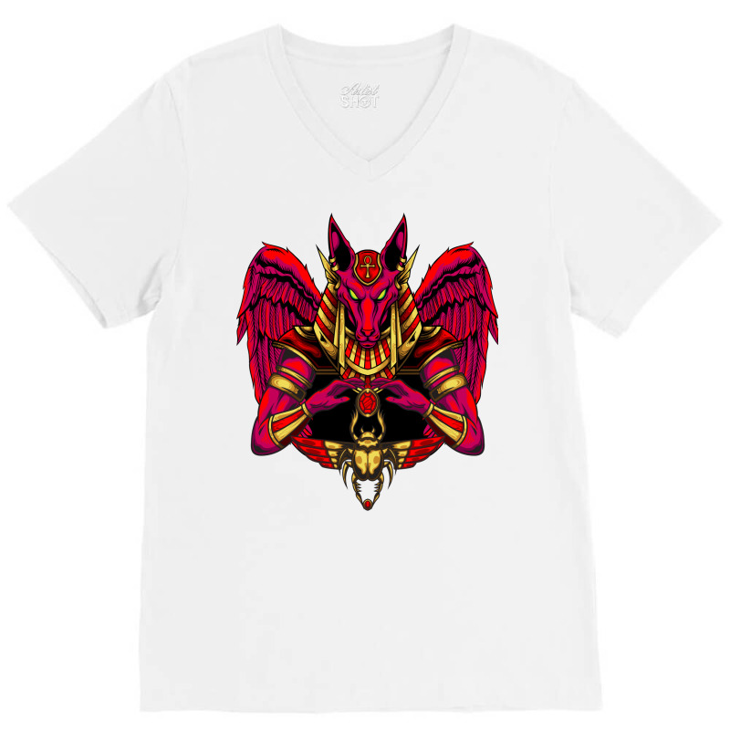 Anubis V-Neck Tee by blumenrubanq | Artistshot