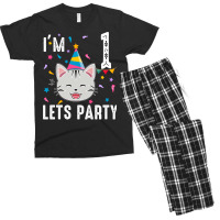 Lets Party 1st Birthday With Domestic Shorthair Cu Men's T-shirt Pajama Set | Artistshot