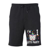 Lets Party 1st Birthday With Domestic Shorthair Cu Fleece Short | Artistshot