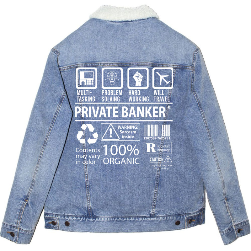 Private Banker T  Multitasking Certified Job Gift Unisex Sherpa-Lined Denim Jacket by ezichihastiv | Artistshot