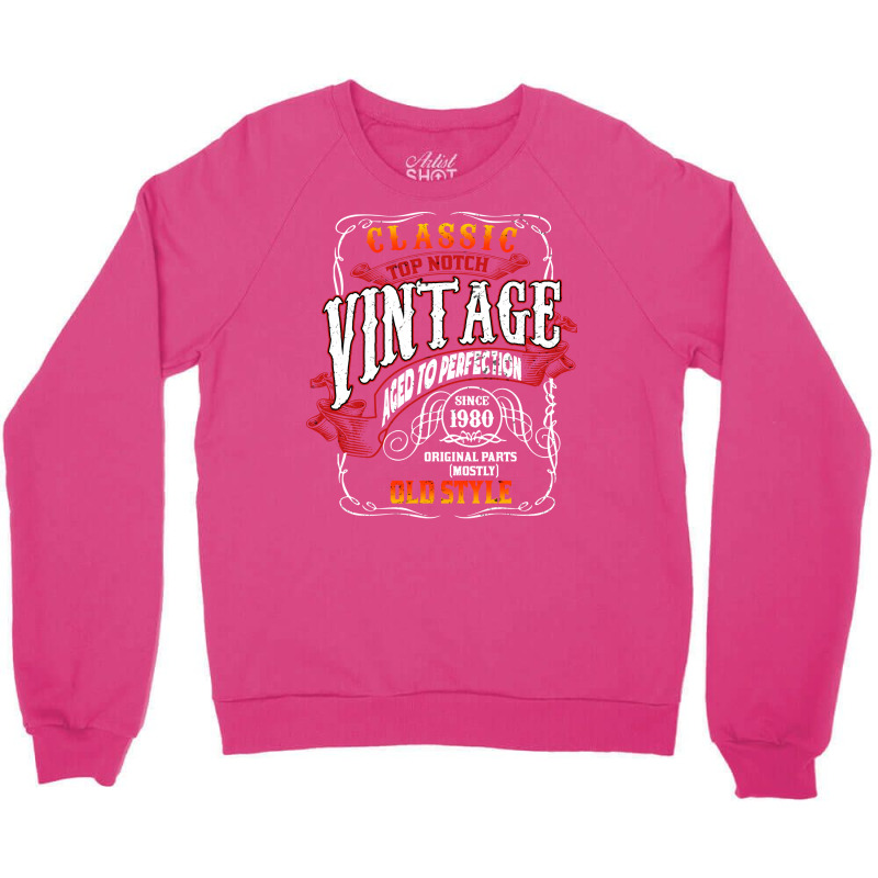 Vintage Birthday 1980 Aged To Perfection 1980 Birt Crewneck Sweatshirt | Artistshot