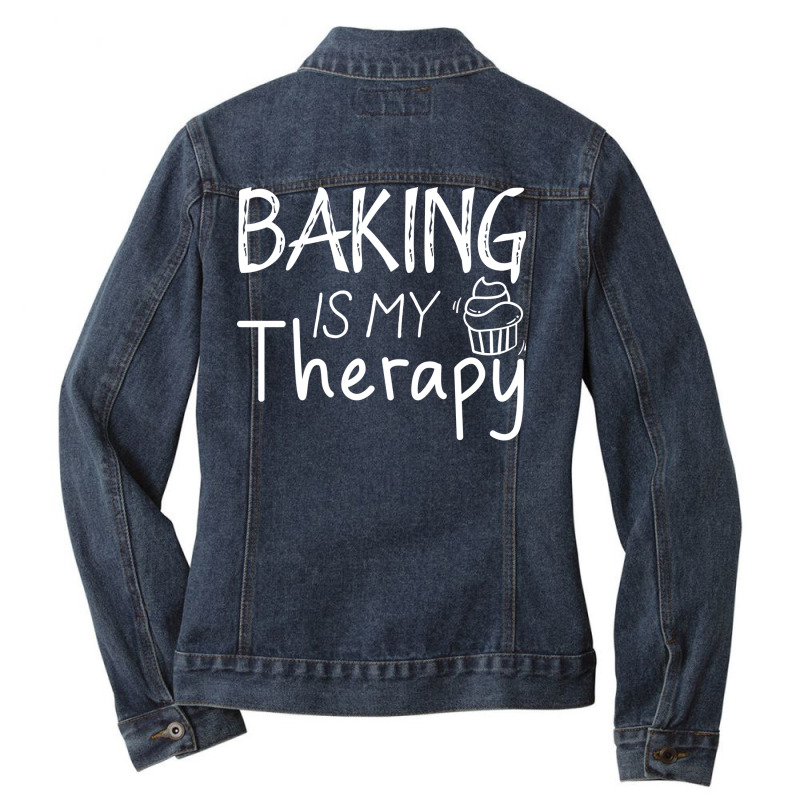 Baking Is My Therapy 80s Ladies Denim Jacket by akolocrillyd | Artistshot