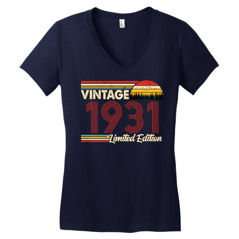 Vintage 1931 Birthday  Limited Edition 1931 Birthd Women's V-Neck T-Shirt by pengixiusam | Artistshot