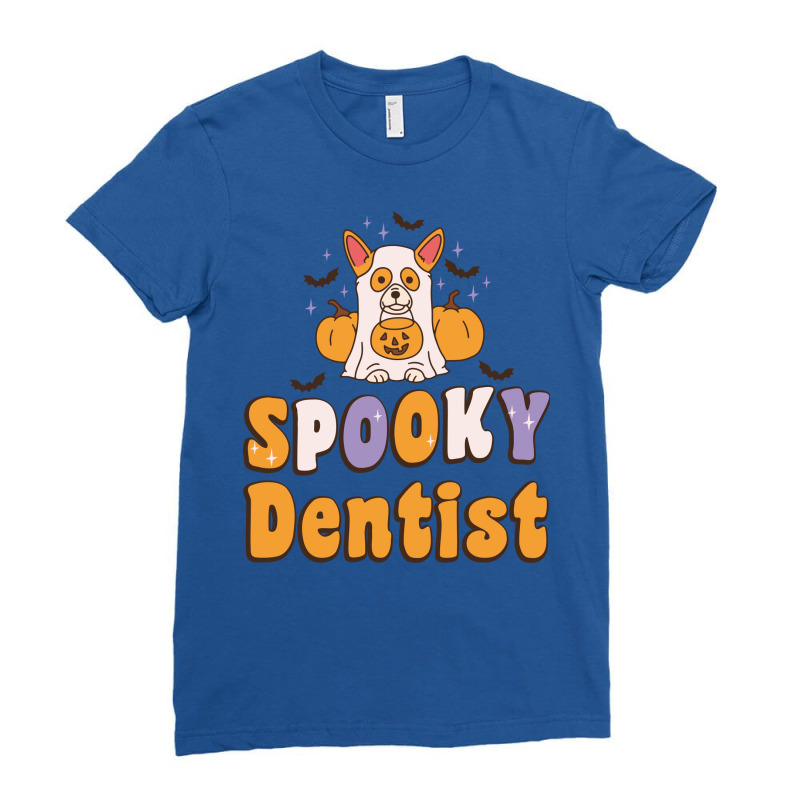 Spooky Dentist Halloween Costume Dog 70s Ladies Fitted T-Shirt by kirmatorbay7 | Artistshot