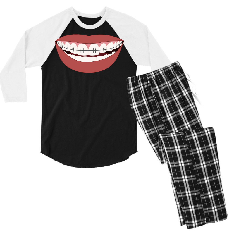 Smile With Braces Stars Men's 3/4 Sleeve Pajama Set | Artistshot