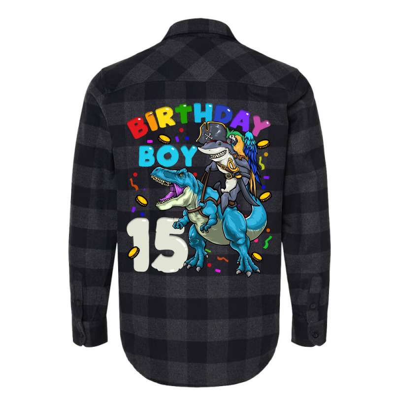 15th Birthday T Rex Birthday Boy Funny Flannel Shirt | Artistshot