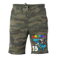 15th Birthday T Rex Birthday Boy Funny Fleece Short | Artistshot