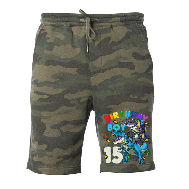 15th Birthday T Rex Birthday Boy Funny Fleece Short | Artistshot