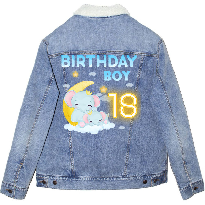 Cute Elephant 18th Birthday Boy 80s Unisex Sherpa-lined Denim Jacket | Artistshot