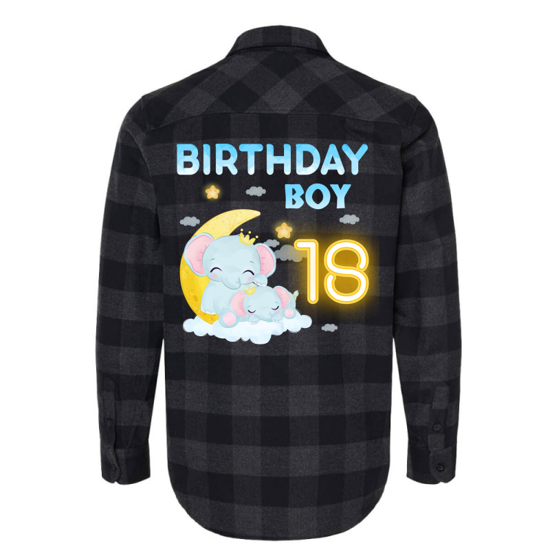 Cute Elephant 18th Birthday Boy 80s Flannel Shirt | Artistshot