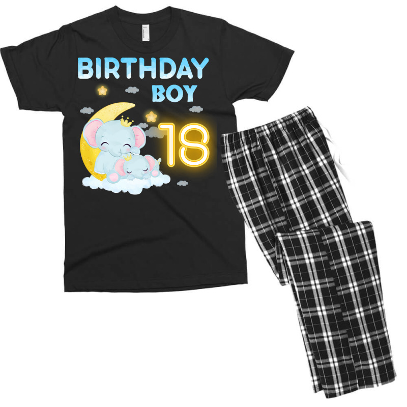 Cute Elephant 18th Birthday Boy 80s Men's T-shirt Pajama Set | Artistshot