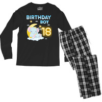 Cute Elephant 18th Birthday Boy 80s Men's Long Sleeve Pajama Set | Artistshot