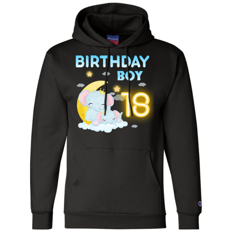 Cute Elephant 18th Birthday Boy 80s Champion Hoodie | Artistshot