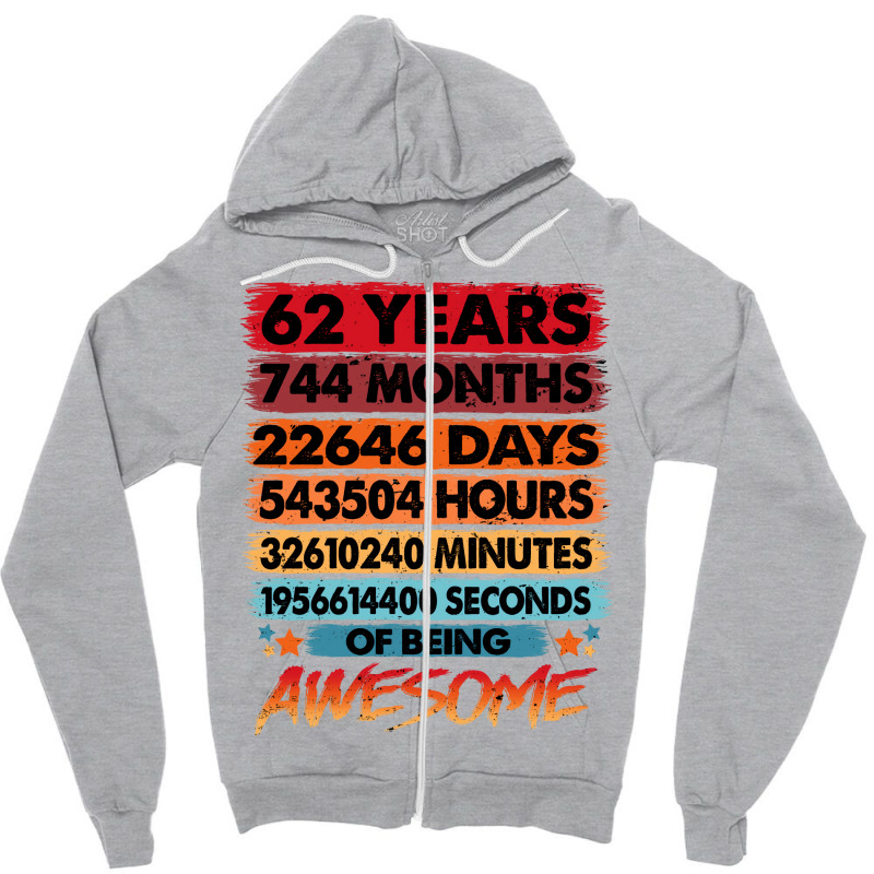 62nd Birthday  62 Years Old Vintage Birthday 70s Zipper Hoodie | Artistshot