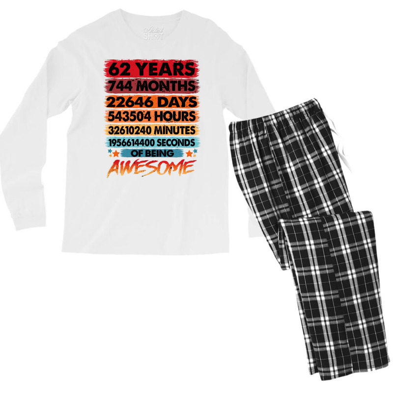 62nd Birthday  62 Years Old Vintage Birthday 70s Men's Long Sleeve Pajama Set | Artistshot