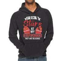 Its Ok To Stare At My Cupcakes Blue Vintage Hoodie | Artistshot